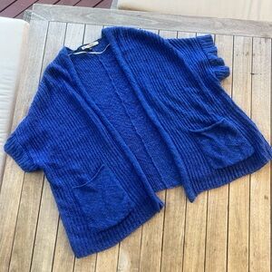 Handmade Blue Open-Front Short Sleeve Cardigan